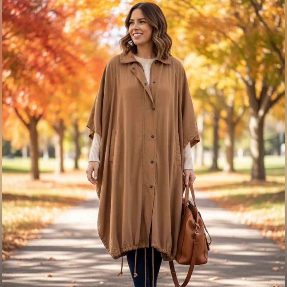 Anthropologie Pilcro Oversized Utility Poncho Cape Jacket OS